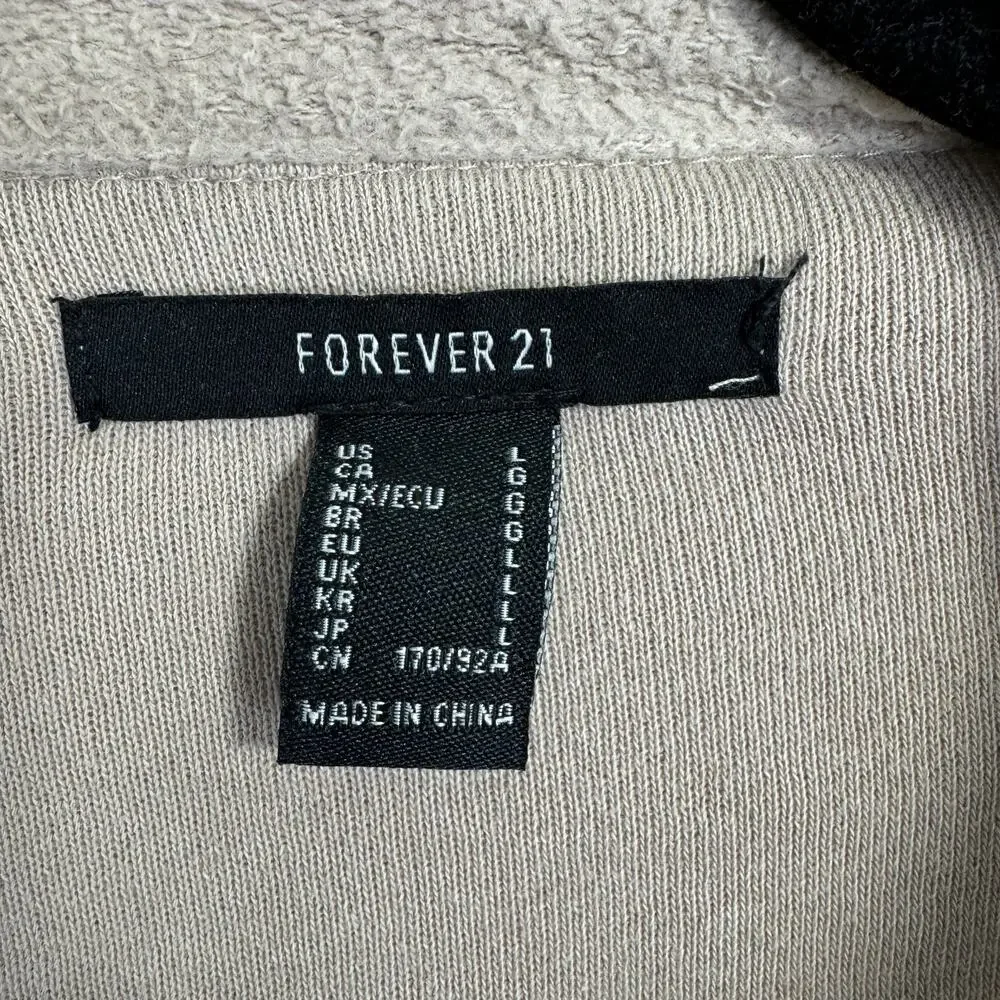 Forever 21 Beige Fleece Oversized Shirt Jacket Boxy Button Up Shacket Womens L